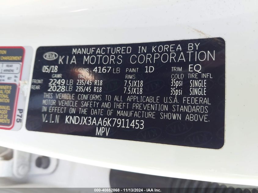 VIN KNDJX3AA6K7911453 2019 KIA SOUL no.9