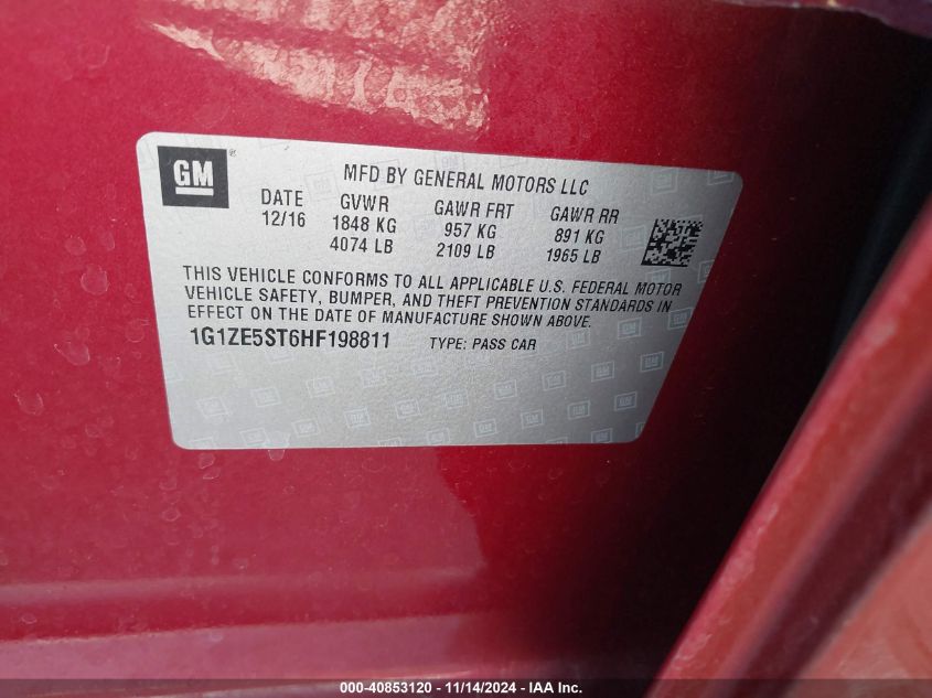 2017 CHEVROLET MALIBU 1LT - 1G1ZE5ST6HF198811