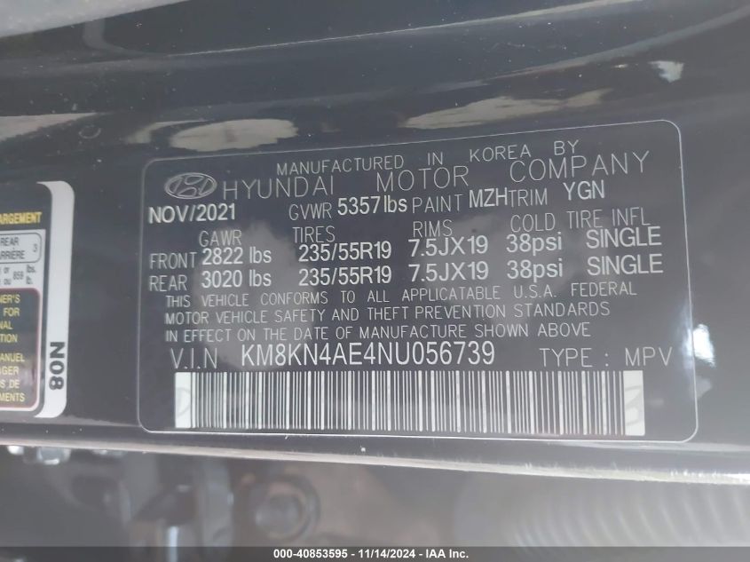 VIN KM8KN4AE4NU056739 2022 HYUNDAI IONIQ 5 no.9