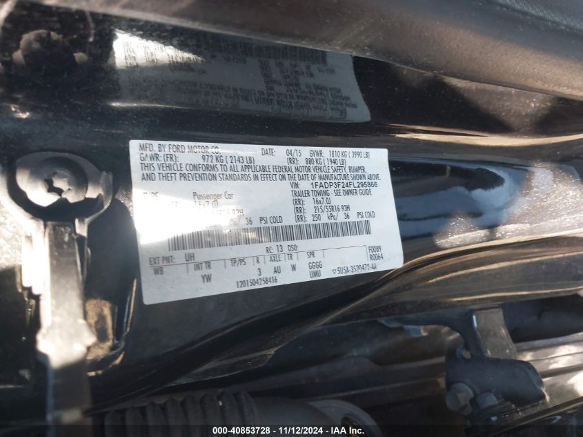 VIN 1FADP3F24FL295866 2015 Ford Focus, SE no.9