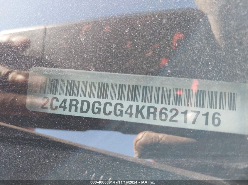 2019 DODGE GRAND CARAVAN VIN: 2C4RDGCG4KR621716