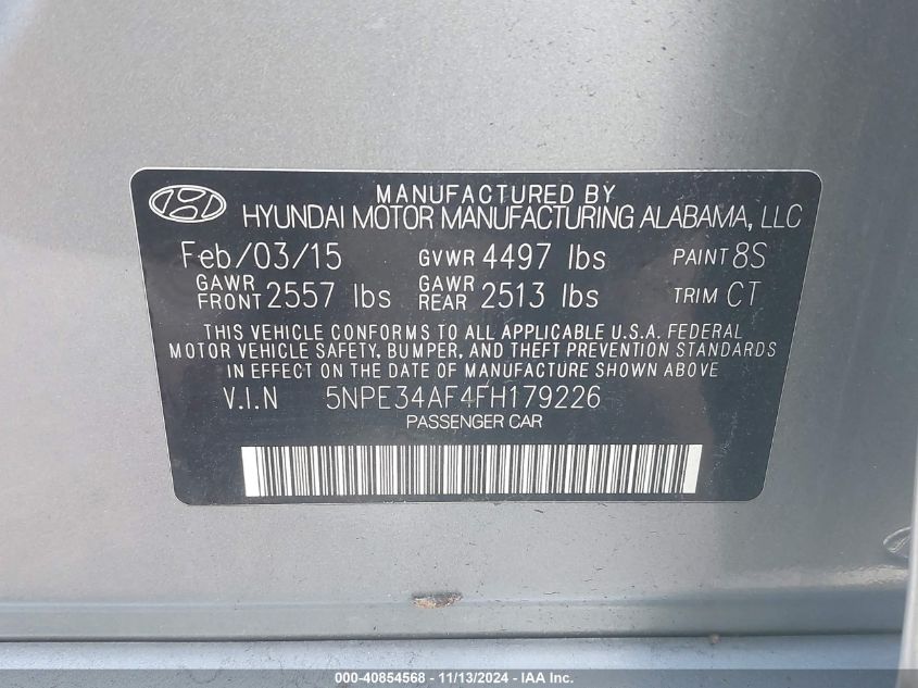 2015 HYUNDAI SONATA LIMITED - 5NPE34AF4FH179226