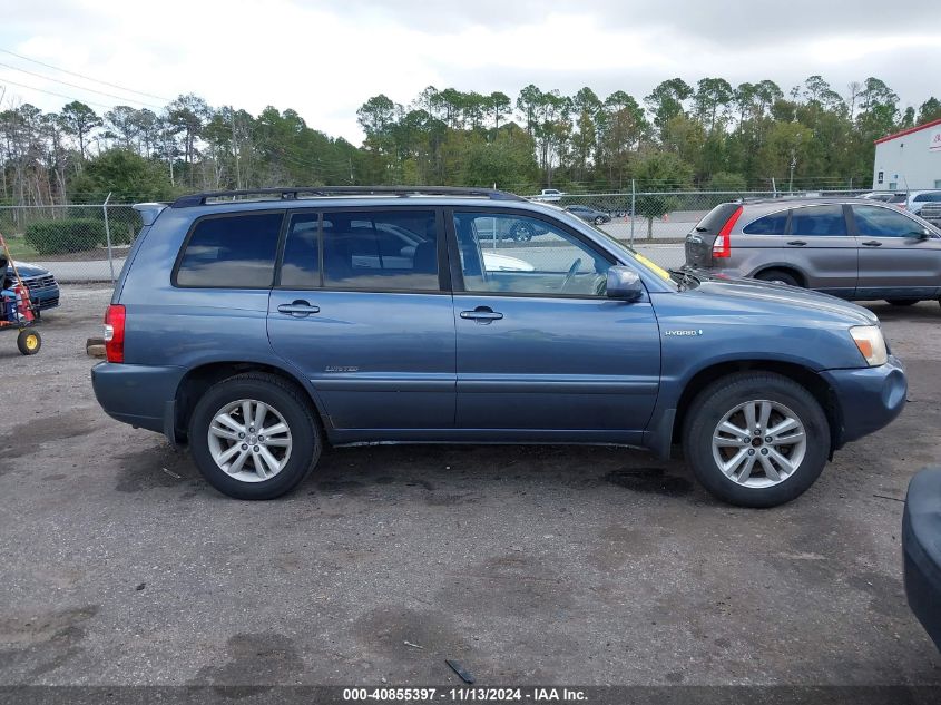 2006 Toyota Highlander Hybrid Limited V6 VIN: JTEDW21A060013841 Lot: 40855397