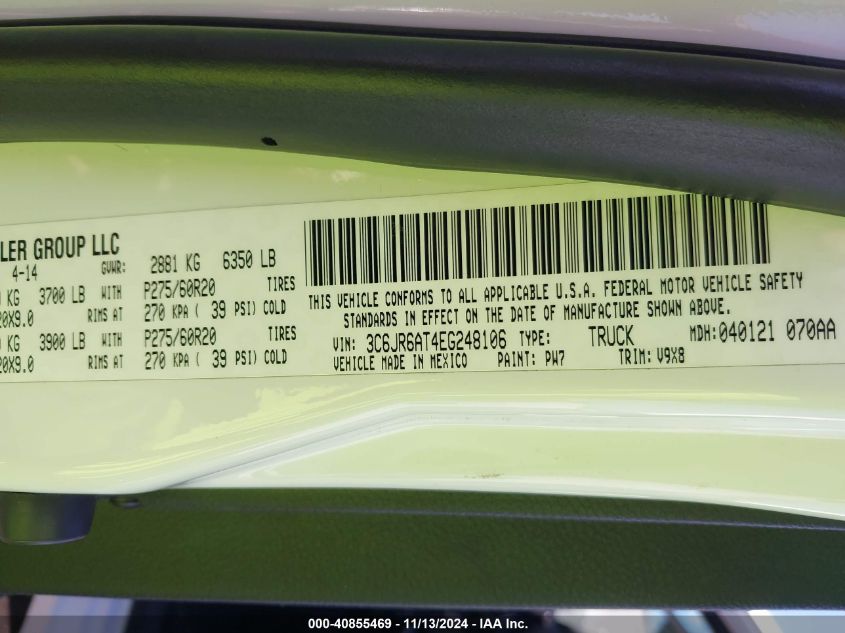 VIN 3C6JR6AT4EG248106 2014 RAM 1500, Express no.9