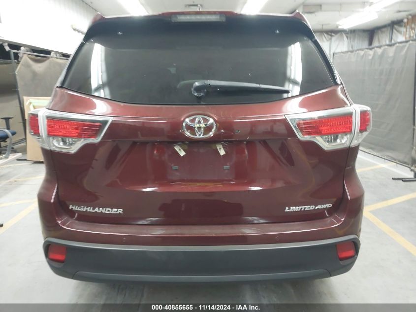 2015 Toyota Highlander Limited V6 VIN: 5TDDKRFH0FS208172 Lot: 40855655