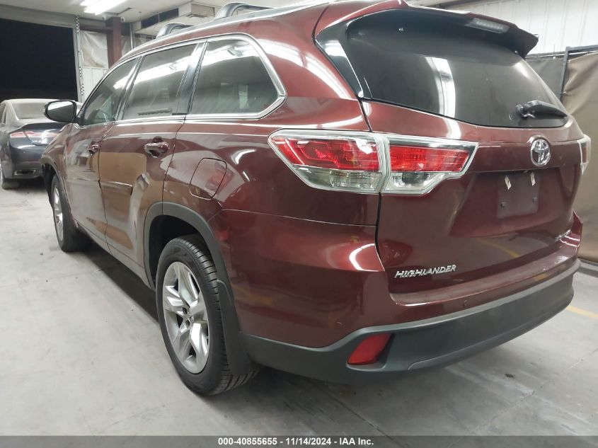 2015 Toyota Highlander Limited V6 VIN: 5TDDKRFH0FS208172 Lot: 40855655