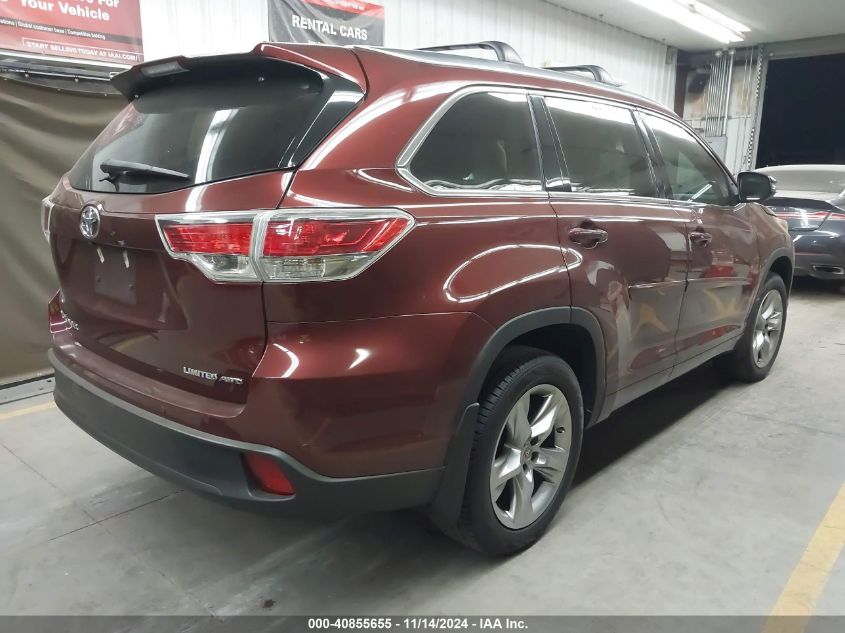 2015 Toyota Highlander Limited V6 VIN: 5TDDKRFH0FS208172 Lot: 40855655