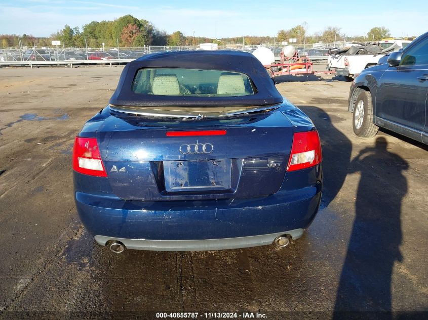 2006 Audi A4 1.8T VIN: WAUAC48H06K003245 Lot: 40855787