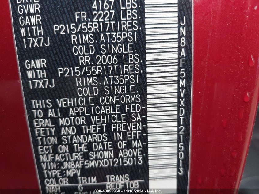 2013 NISSAN JUKE SL - JN8AF5MVXDT215013