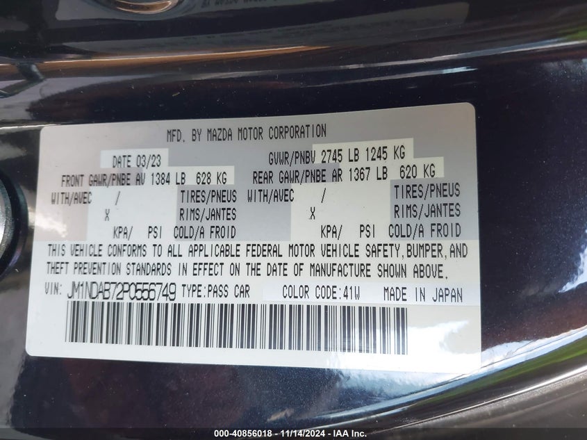 2023 MAZDA MX-5 MIATA SPORT - JM1NDAB72P0556749