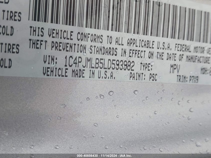 VIN 1C4PJMLB5LD593982 2020 JEEP CHEROKEE no.9