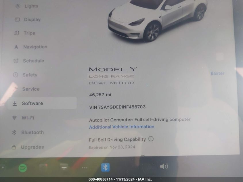 2022 Tesla Model Y Long Range Dual Motor All-Wheel Drive VIN: 7SAYGDEE1NF458703 Lot: 40856714