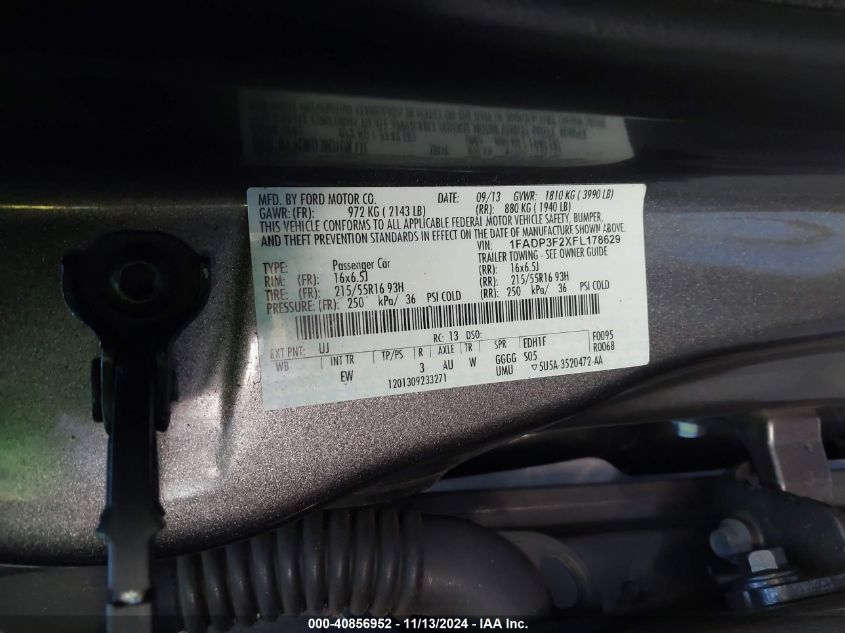 VIN 1FADP3F2XEL178629 2014 FORD FOCUS no.9