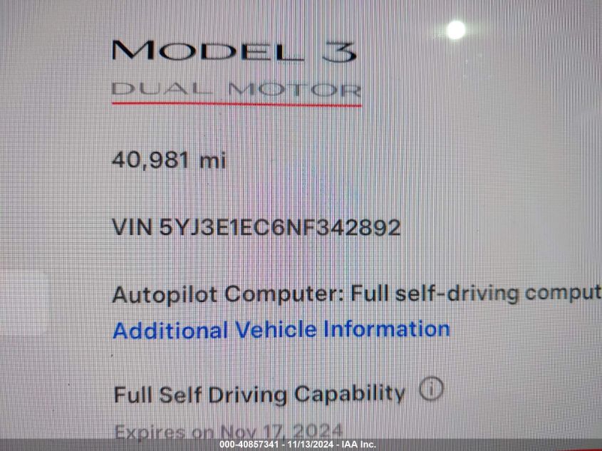 2022 TESLA MODEL 3 PERFORMANCE DUAL MOTOR ALL-WHEEL DRIVE - 5YJ3E1EC6NF342892