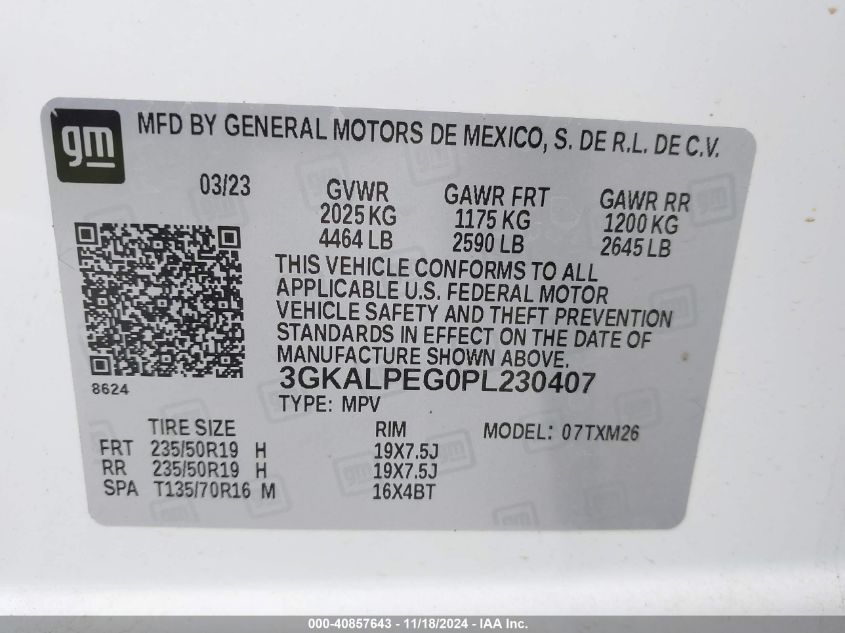 2023 GMC Terrain Fwd Slt VIN: 3GKALPEG0PL230407 Lot: 40857643