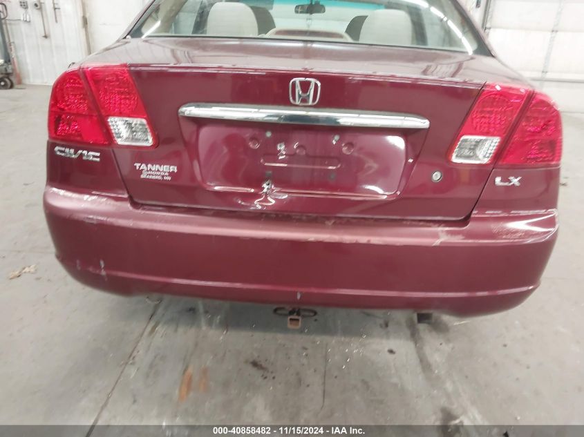 2003 Honda Civic Lx VIN: 1HGES16583L025452 Lot: 40858482