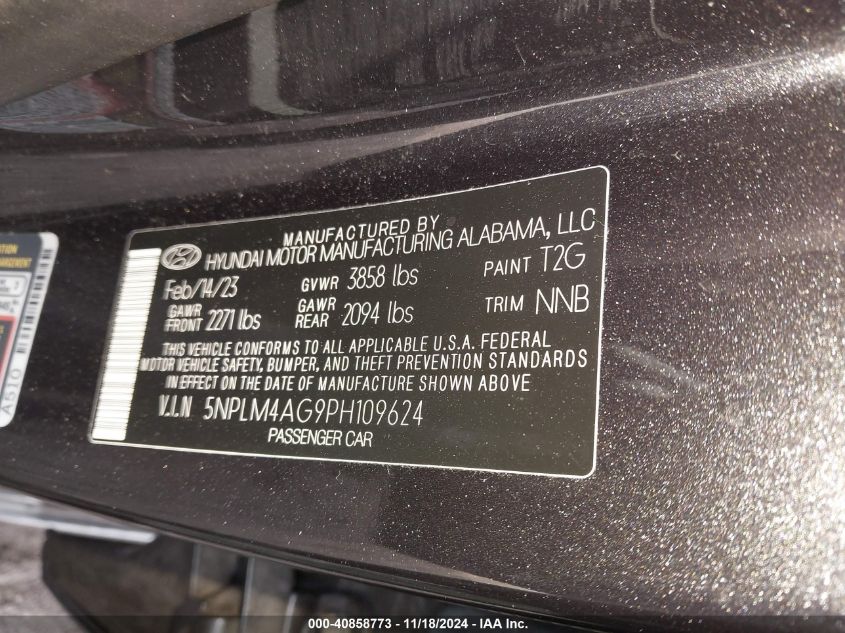 VIN 5NPLM4AG9PH109624 2023 HYUNDAI ELANTRA no.9