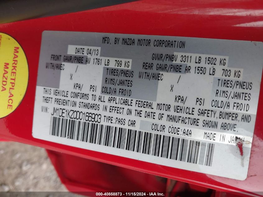 2013 MAZDA MAZDA2 - JM1DE1KZ0D0166903