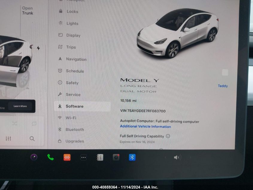 2024 Tesla Model Y Long Range Dual Motor All-Wheel Drive VIN: 7SAYGDEE7RF083700 Lot: 40859364