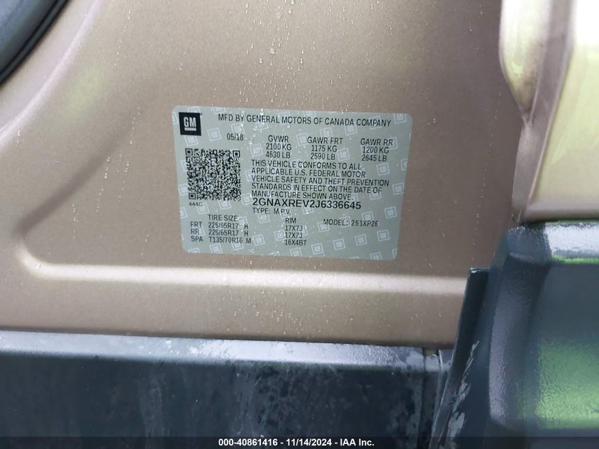 2018 CHEVROLET EQUINOX LS - 2GNAXREV2J6336645