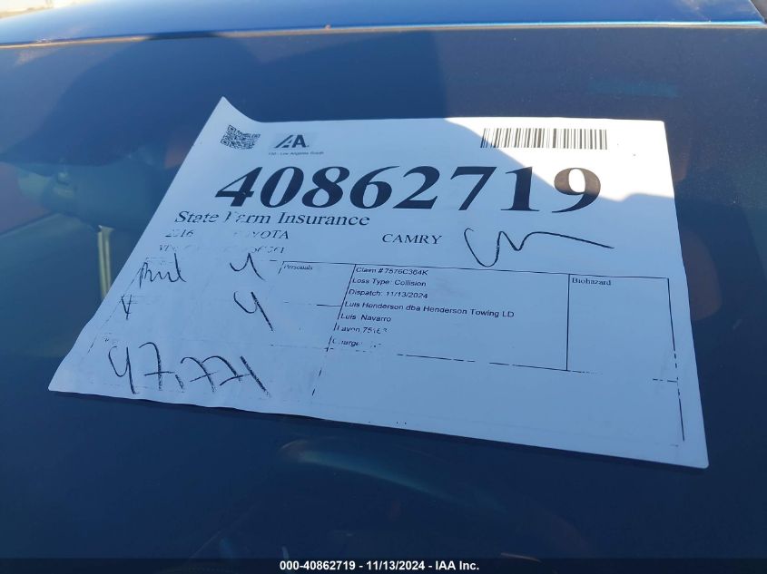 2016 TOYOTA CAMRY SE - 4T1BF1FK3GU568361