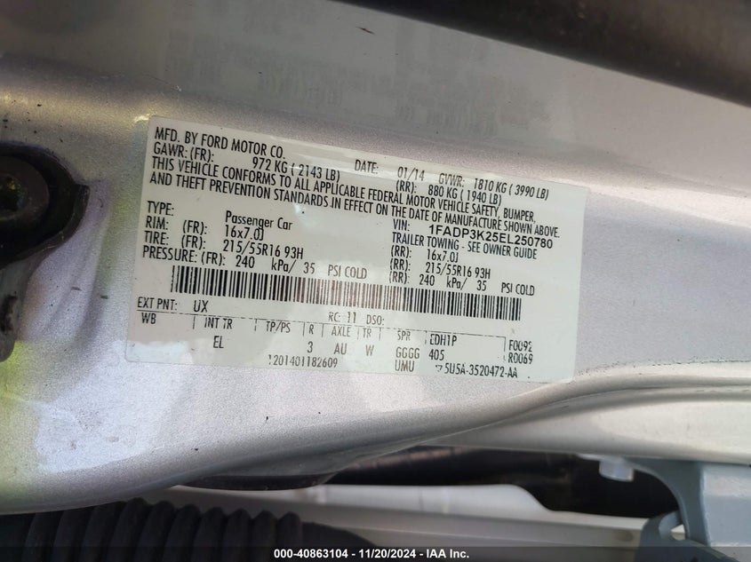 2014 FORD FOCUS SE - 1FADP3K25EL250780