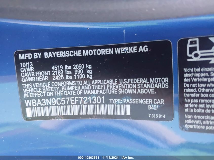 2014 BMW 428I xDrive VIN: WBA3N9C57EF721301 Lot: 40863591