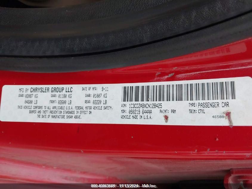 2012 Dodge Avenger Se VIN: 1C3CDZABXCN128425 Lot: 40863609