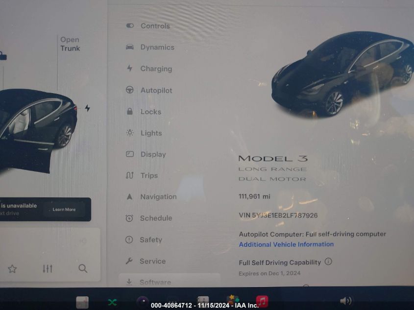 2020 Tesla Model 3 Long Range Dual Motor All-Wheel Drive VIN: 5YJ3E1EB2LF787926 Lot: 40864712