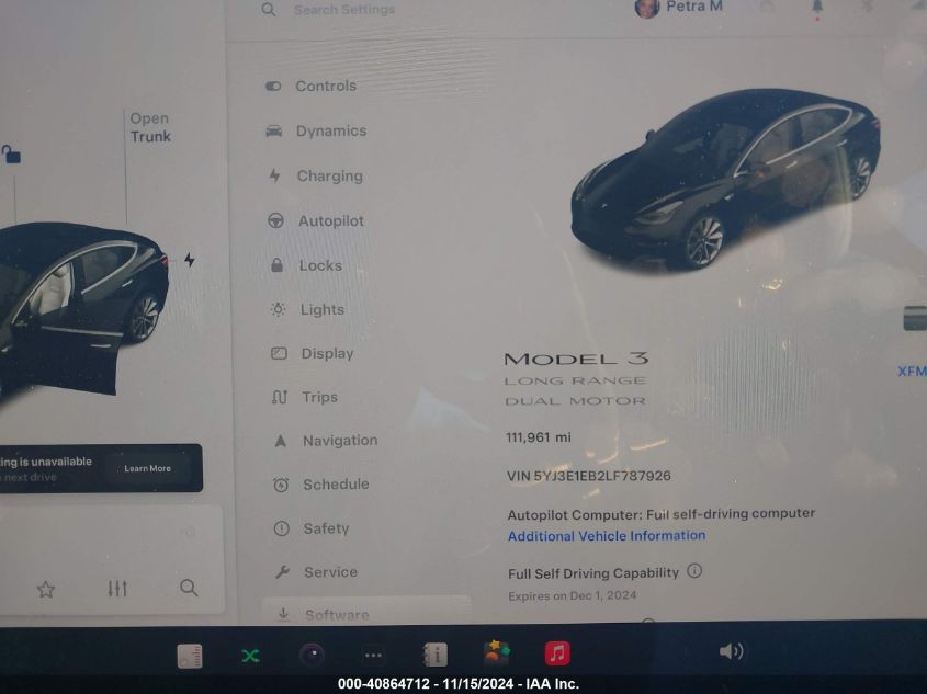 2020 Tesla Model 3 Long Range Dual Motor All-Wheel Drive VIN: 5YJ3E1EB2LF787926 Lot: 40864712