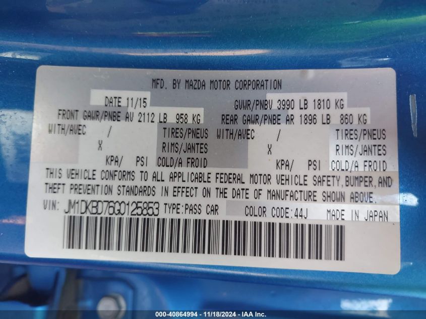 2016 MAZDA CX-3 GRAND TOURING - JM1DKBD76G0125853