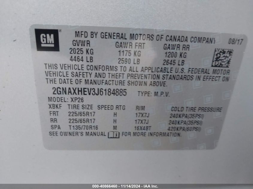 2018 CHEVROLET EQUINOX LS - 2GNAXHEV3J6184885