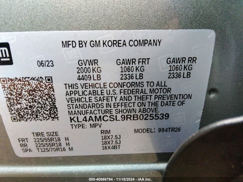 2024 Buick Encore Gx Preferred Awd VIN: KL4AMCSL9RB025539 Lot: 40866794