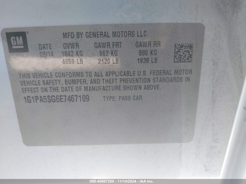 2014 CHEVROLET CRUZE LS AUTO - 1G1PA5SG6E7467109