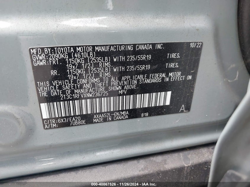 2022 TOYOTA RAV4 XLE PREMIUM - 2T3C1RFVXNW236725