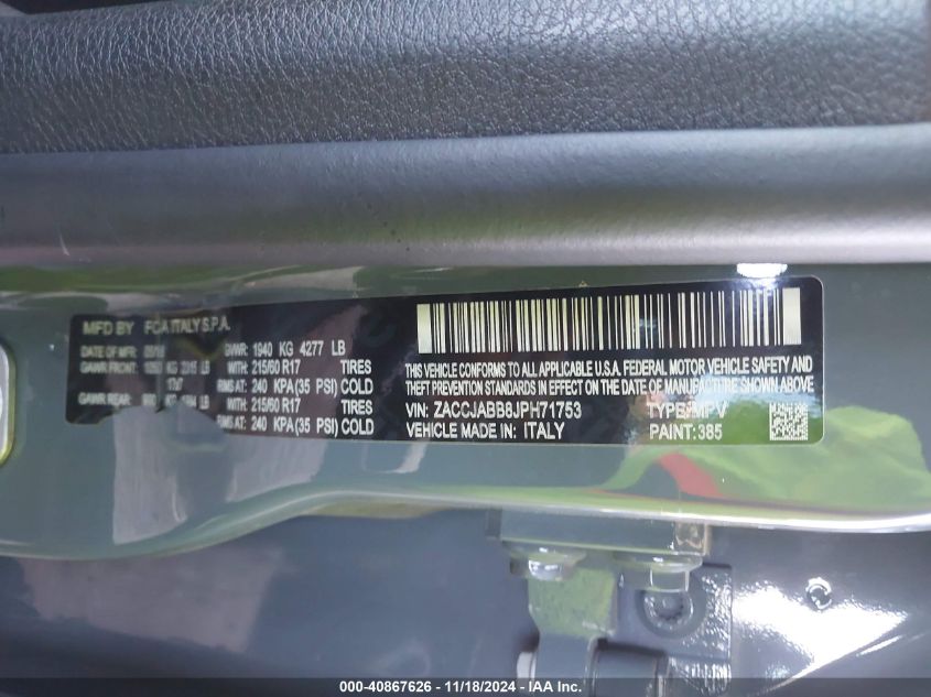 2018 JEEP RENEGADE LATITUDE FWD - ZACCJABB8JPH71753