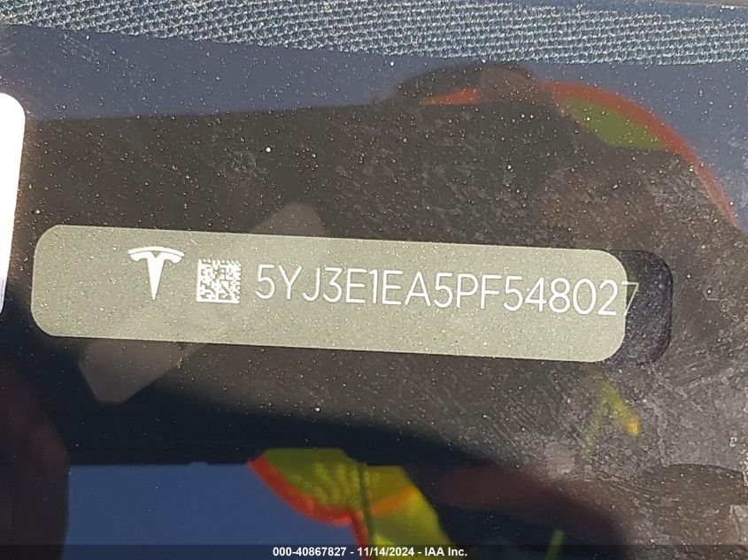 2023 TESLA MODEL 3 REAR-WHEEL DRIVE - 5YJ3E1EA5PF548027