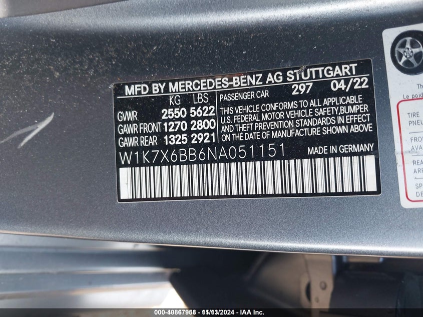 2022 MERCEDES-BENZ AMG GT 53 4-DOOR COUPE - W1K7X6BB6NA051151