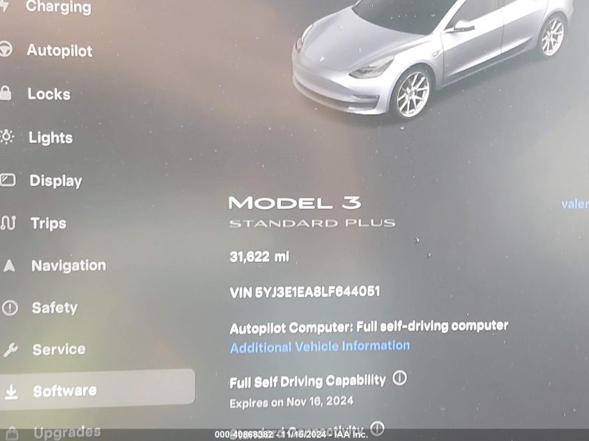 2020 Tesla Model 3 Standard Range Plus Rear-Wheel Drive/Standard Range Rear-Wheel Drive VIN: 5YJ3E1EA8LF644051 Lot: 40868382