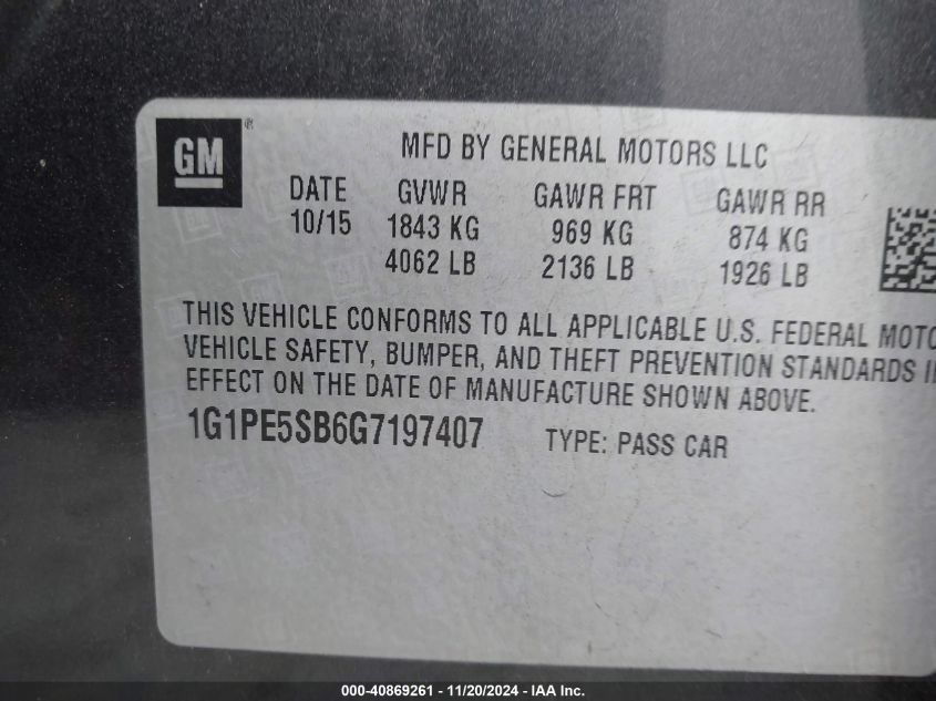 2016 CHEVROLET CRUZE LIMITED 1LT AUTO - 1G1PE5SB6G7197407