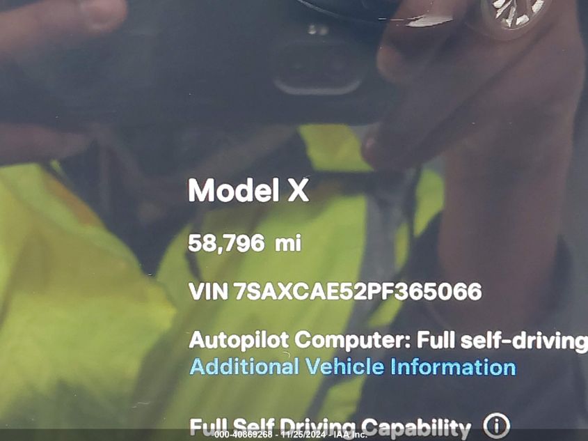 2023 Tesla Model X Dual Motor All-Wheel Drive/Standard Range VIN: 7SAXCAE52PF365066 Lot: 40869268