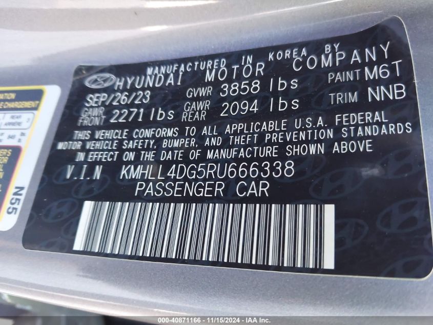 2024 Hyundai Elantra Se VIN: KMHLL4DG5RU666338 Lot: 40871166