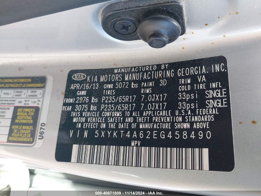 2014 KIA SORENTO LX - 5XYKT4A62EG458490