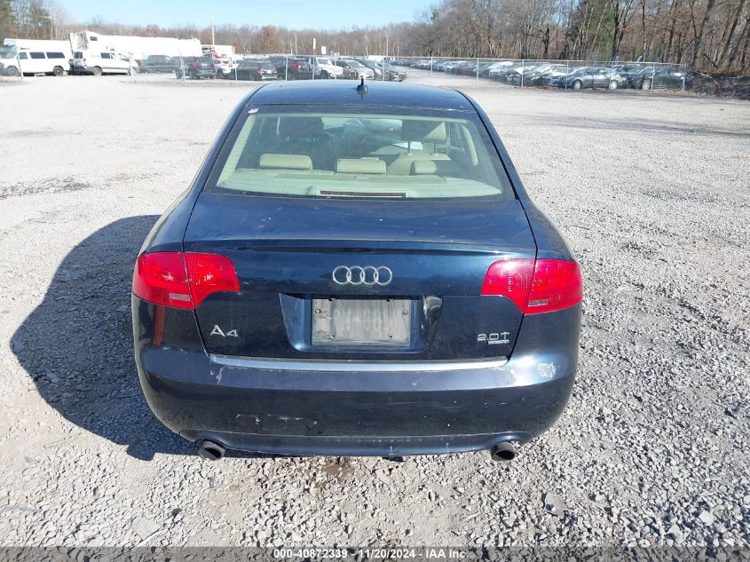 2008 Audi A4 2.0T/2.0T Special Edition VIN: WAUDF78EX8A165632 Lot: 40872339