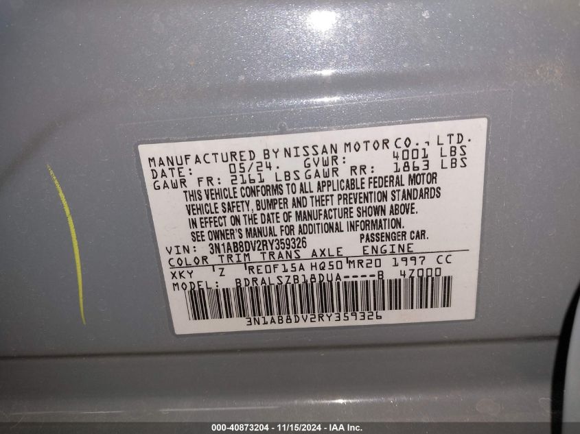 2024 NISSAN SENTRA SR XTRONIC CVT - 3N1AB8DV2RY359326