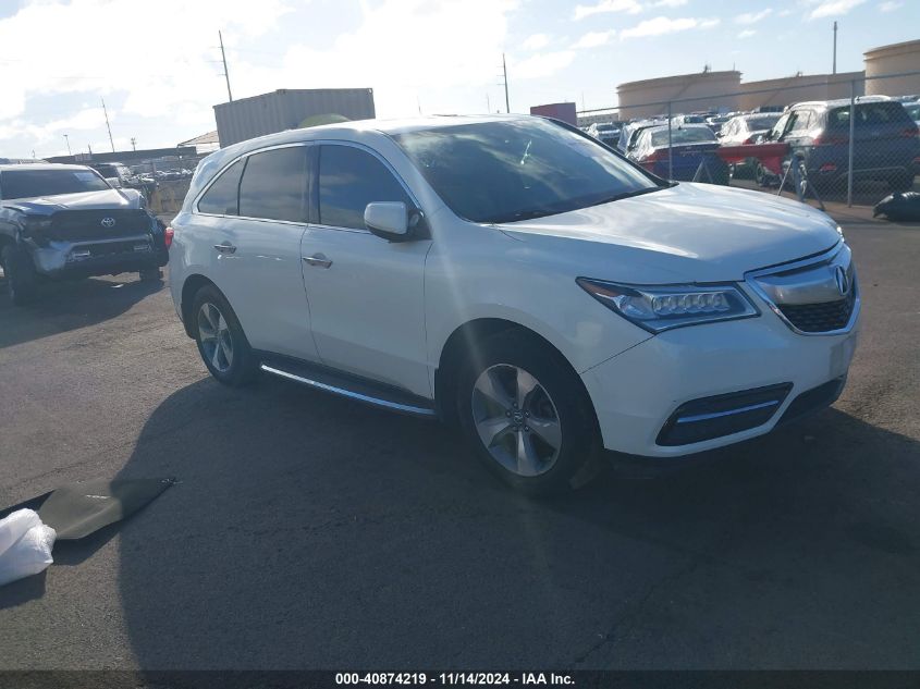 2016 Acura Mdx Acurawatch Plus Package VIN: 5FRYD3H26GB012842 Lot: 40874219