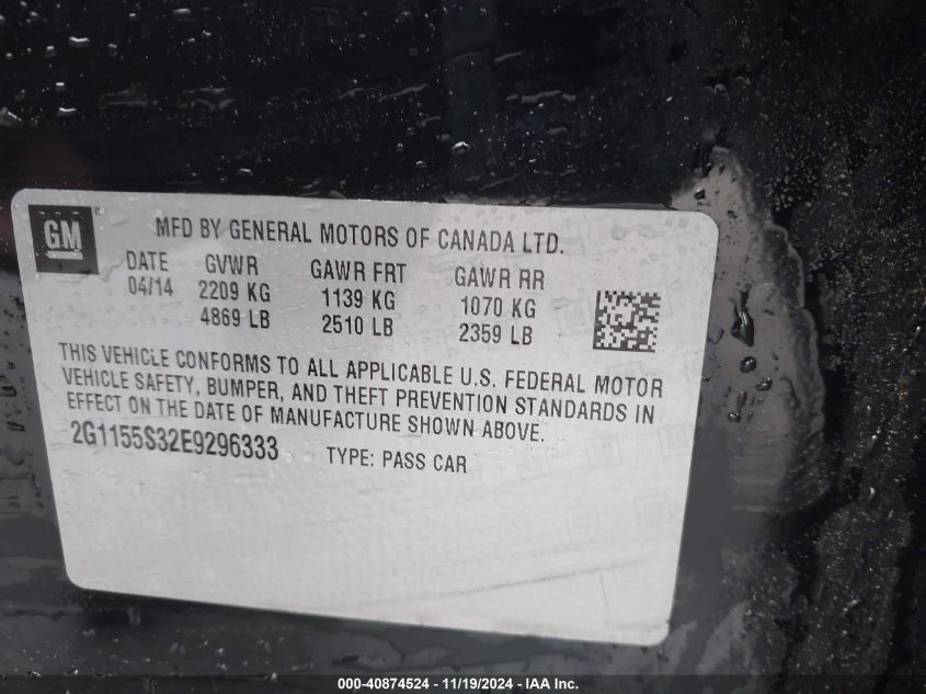2014 CHEVROLET IMPALA 2LZ - 2G1155S32E9296333