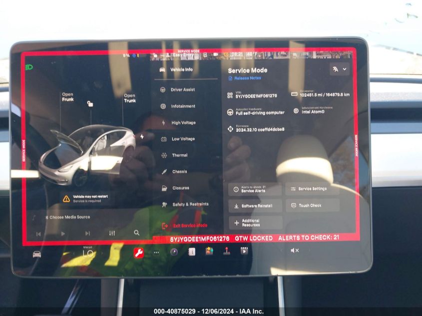 2021 TESLA MODEL Y - 5YJYGDEE1MF061276