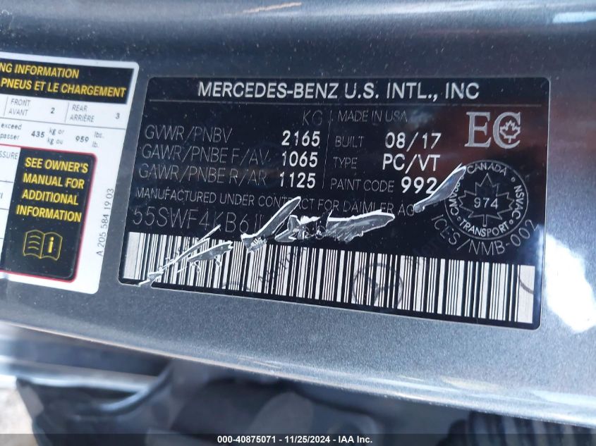 VIN 55SWF4KB6JU238645 2018 MERCEDES-BENZ C 300 no.9