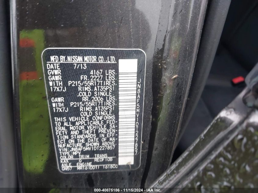 2013 NISSAN JUKE SV - JN8AF5MV1DT227857